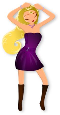 Vector illustration of glamorous girl dancing in boots
