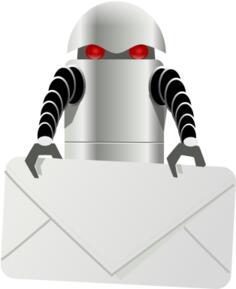 Robot carrying envelope vector clip art