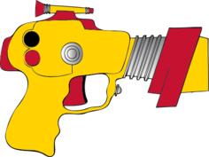 Vector illustration of yellow and red space gun