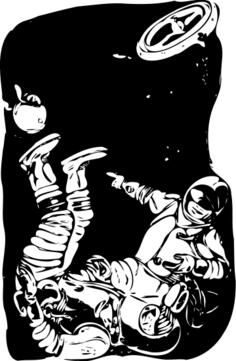 Astronaut dance scene from Danger in Deep Space vector clip art