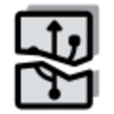 Vector graphics of grayscale broken USB plug connector label