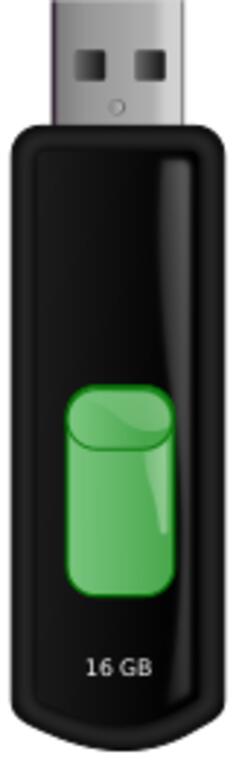 Vector graphics of retractable black and green flash USB memory