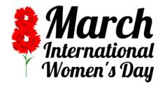 8 March International Woman's Day label vector illustration