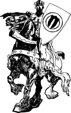 Knight on wild horse vector clip art
