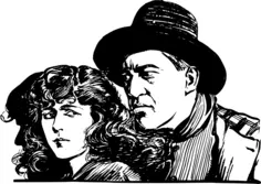 Cowboy and his lady vector illustration