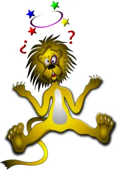 Vector drawing of lion with black eye