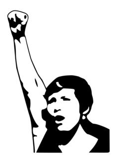 Vector drawing of woman power raised hand