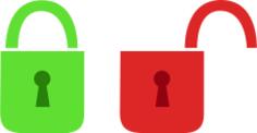 Vector illustration of open and close lock pictograms