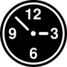 Vector drawing of black and white manual clock symbol
