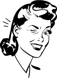 50s style American woman winking vector graphics