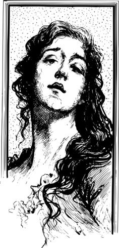 Vector image of woman's face in frame