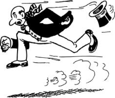 Running late man caricature vector drawing