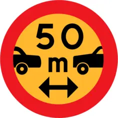 50m between cars sign vector drawing