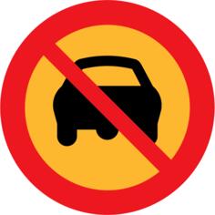 No cars road sign vector drawing