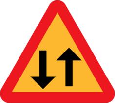 Two lanes of the road traffic sign vector drawing