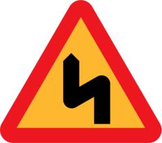 First left double bend traffic sign vector drawing