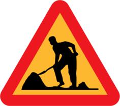 Workmen ahead road traffic sign vector clip art