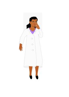 Scientist thinking in white coat vector drawing