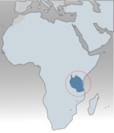 Tanzania circled on map of Africa vector image