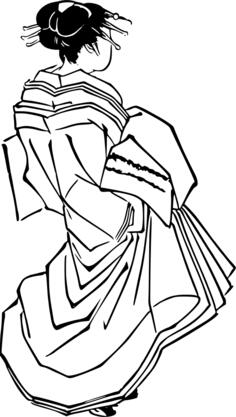 Japanese woman in dress from the back vector clip art