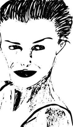 Vector clip art of woman side profile pencil art