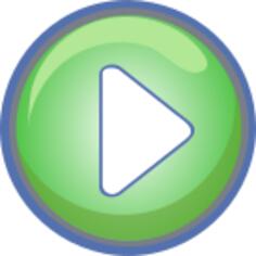 Vector clip art of blue and green play button