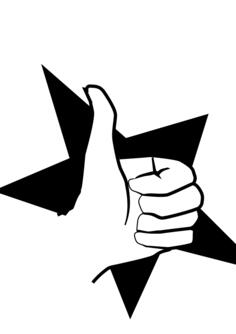 Vector illustration of thumb-up over a star