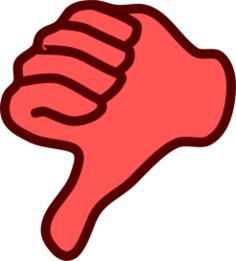 Vector clip art of red thumbs down hand