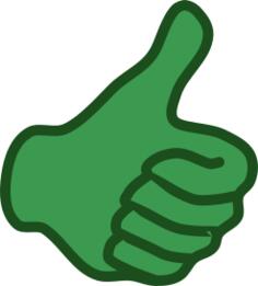 Vector image of green thumbs up hand