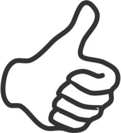 Thumb up symbol with left hand