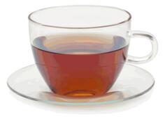 Glass teacup with saucer vector clip art