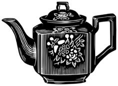 Vector image of black and white decorated teapot