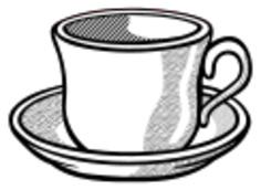 Vector drawing of wavy tea cup on saucer
