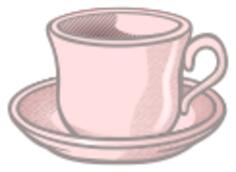 Vector illustration of pink wavy tea cup on saucer