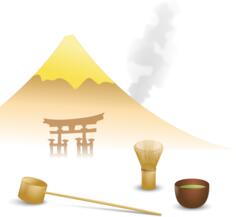 Japanese tea scene vector drawing