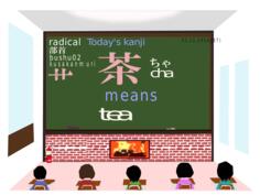Kanji "cha" meaning "tea" vector clip art