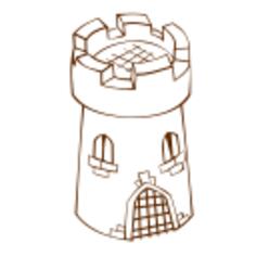 Vector drawing of role play game map icon for a round tower