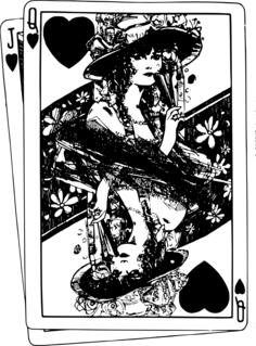 Queen of hearts gambling card in black and white vector image