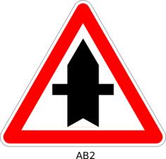 Approaching intersection on road with priority traffic warning sign vector graphics