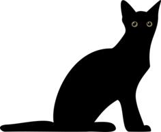 Silhouette vector illustration of cat with glowing eyes