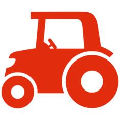 Red silhouette vector image of a tractor