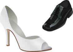 Male and female wedding shoes vector image