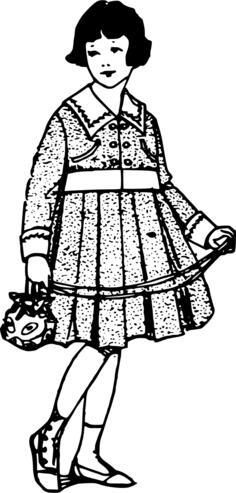 Vector image of young girl in a dress