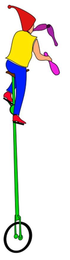 Vector drawing of juggler on unicycle