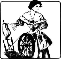 Vector clip art of woman and a spindle