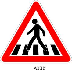 Pedestrian crossing traffic warning sign vector drawing