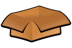 Vector clip art of open cardboard box with hanging lid