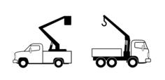 Vector drawing of street repair trucks
