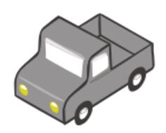 Vector illustration of grey pickup truck from above