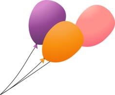 Three flying balloons on a lead vector image